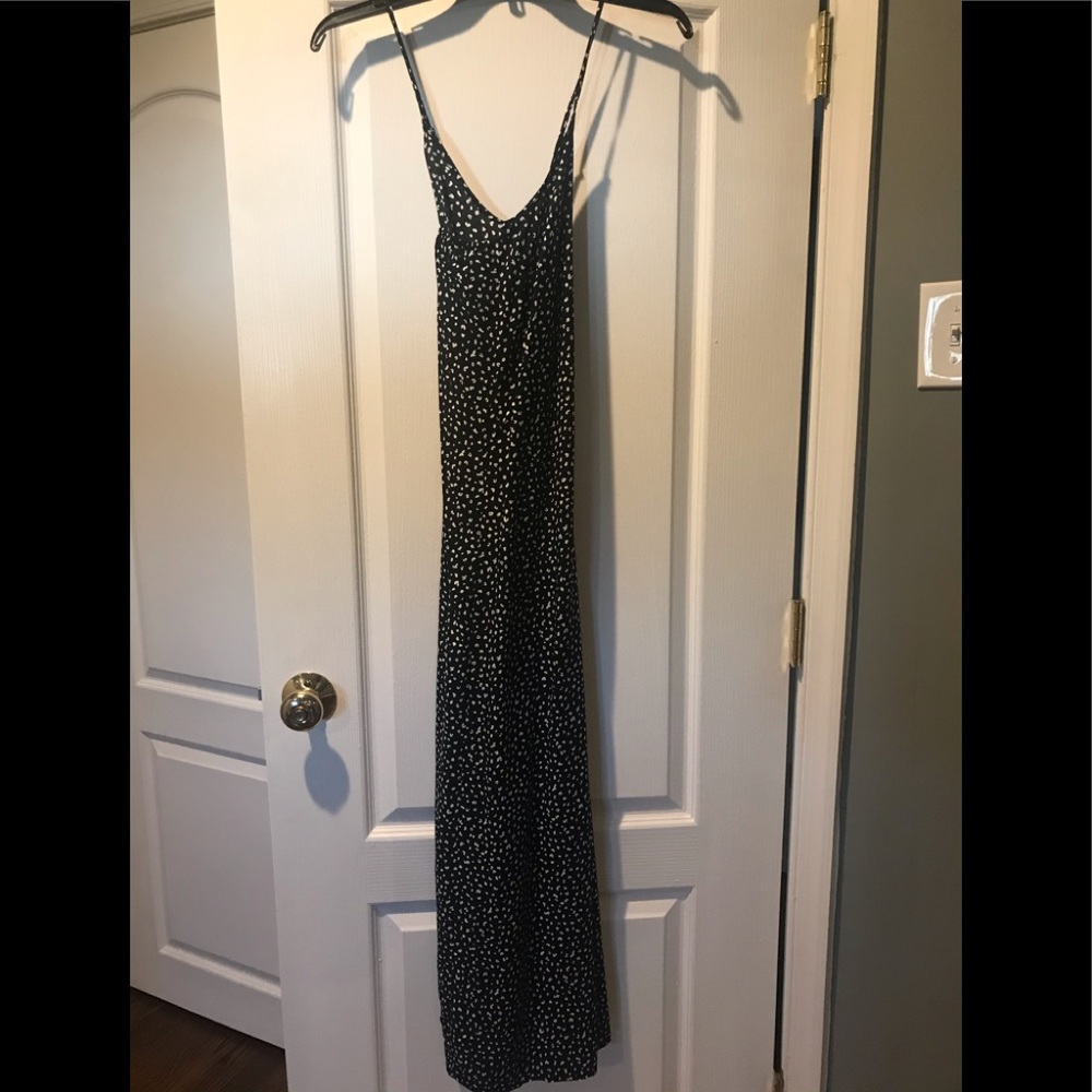 Long black/white polka dot dress